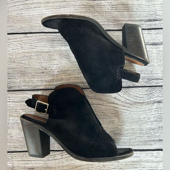 Frye Courtney Slingback black peep toe heeled sandals size 8 B - Picture 7 of 12